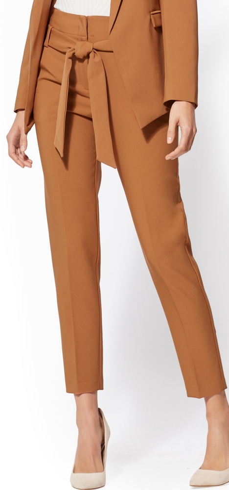 Brown Pant Suit with Tie Belt